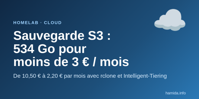 Sauvegarde S3 : 534 Go dans le cloud pour moins de 3 € par mois avec rclone et Intelligent-Tiering